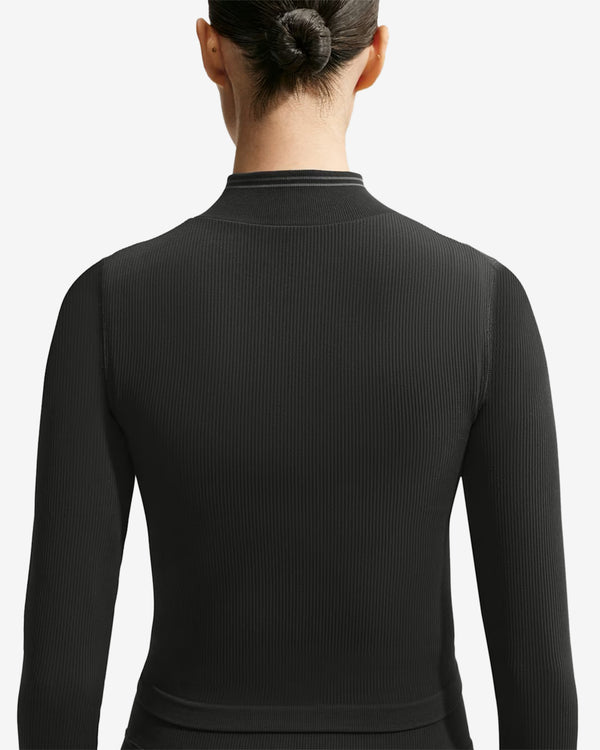 NikeSKIMS - Women's Ribbed Seamless Cropped Full-Zip Jacket - (Obsidian/Armor)