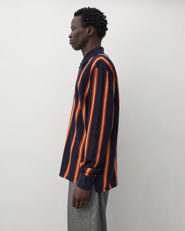 Junya Watanabe Man - Men's Striped Knit Polo - (Navy/Orange)