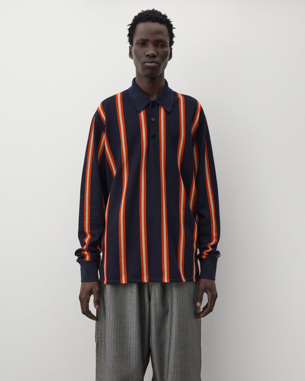 Junya Watanabe Man - Men's Striped Knit Polo - (Navy/Orange)