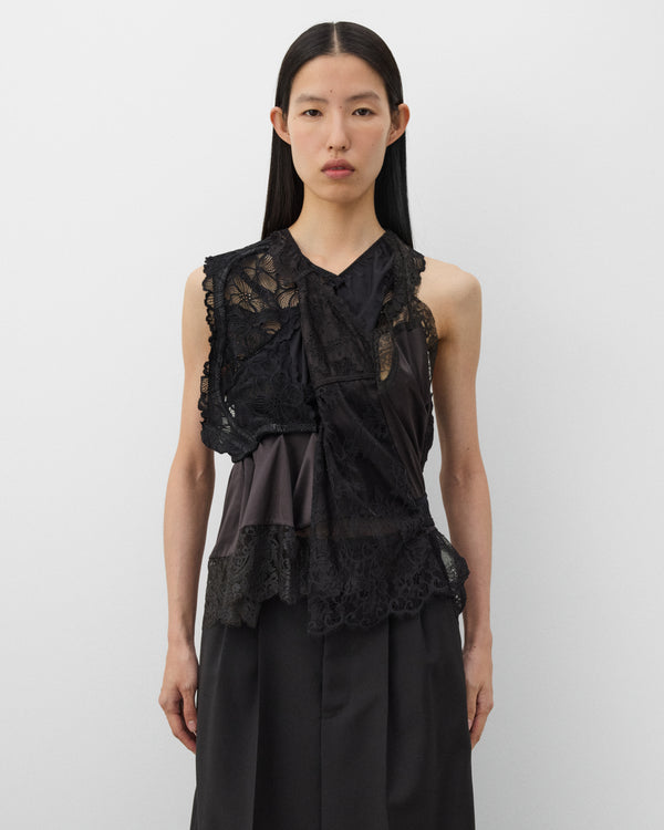 Junya Watanabe - Women's Satin and Lace Blouse - (Black)