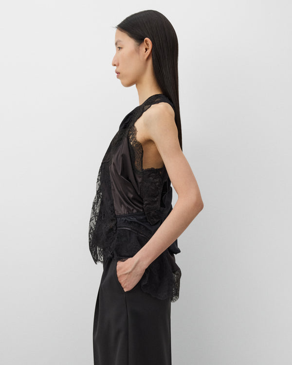 Junya Watanabe - Women's Satin and Lace Blouse - (Black)