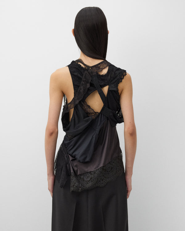 Junya Watanabe - Women's Satin and Lace Blouse - (Black)