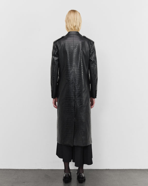Junya Watanabe - Women's Embossed Double Breasted Coat - (Black)