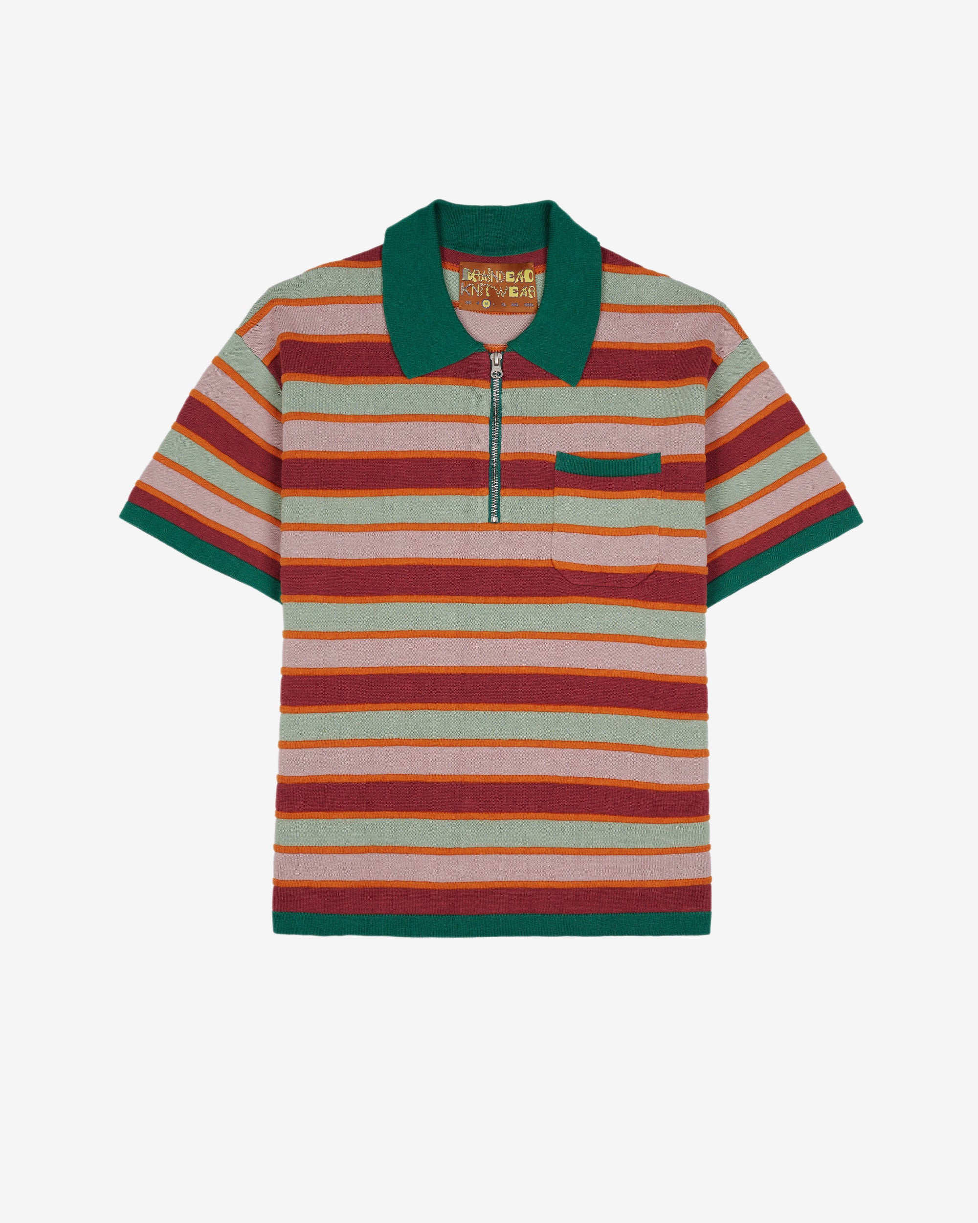 Brain Dead - Men's Lifted Stripe Half Zip Shirt - (Red Multi) view 1, Click to Zoom in