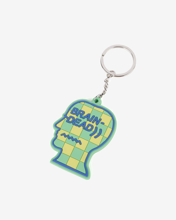 Brain Dead - Logohead Keychain Checkered - (Green)
