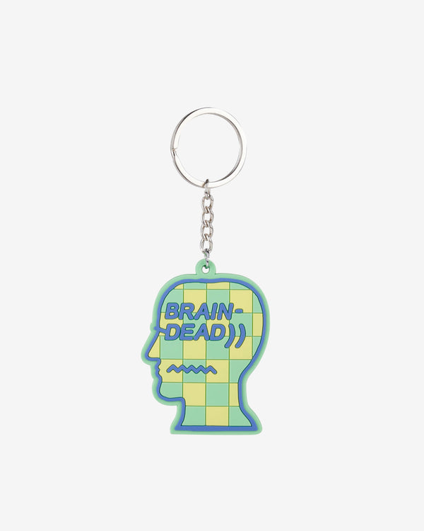 Brain Dead - Logohead Keychain Checkered - (Green)