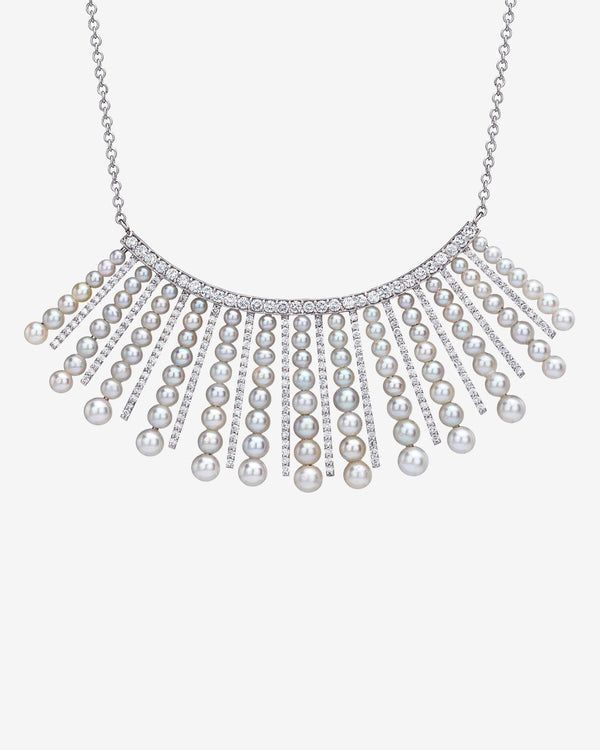 Mindi Mond - Women's Diamond Pearl Spoke Necklace - (White Gold)