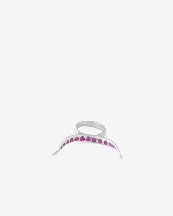 Burkindy - Horn Ring - (Sterling Silver/Red Garnet)
