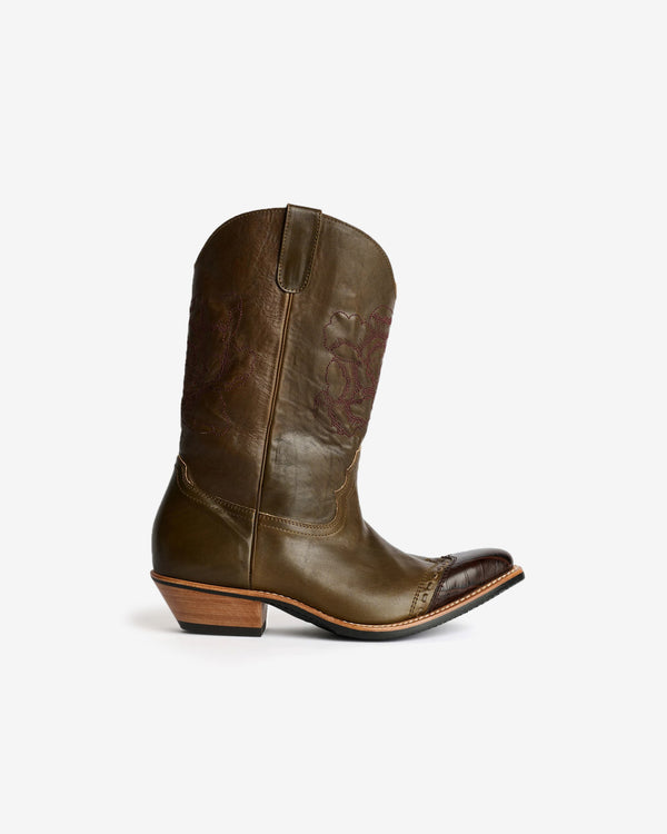 Our Legacy - Women's Floral Consultant Boot - (True Dye Olive Leather)