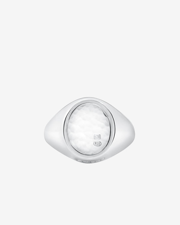 Bunney - Men's Oval Hammered Signet Ring - (Silver)