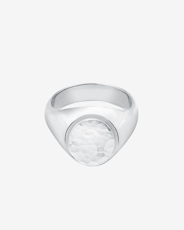 Bunney - Men's Oval Hammered Signet Ring - (Silver)