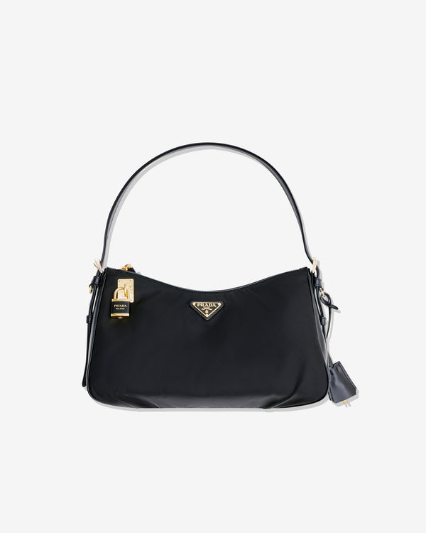 Prada - Women's Aimée Large Re-Nylon and Leather Shoulder Bag - (Black)