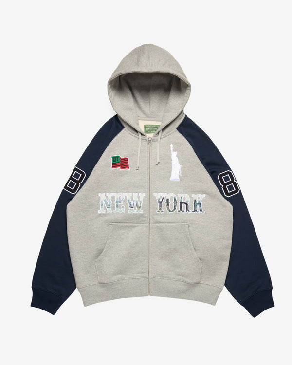 Denim Tears - Men's Rugby Zip Hoodie - (Grey/Blue)