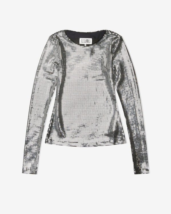 MM6 Maison Margiela - Women's Metallic Long-Sleeved Top - (Silver)