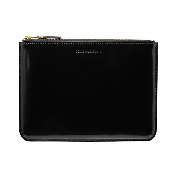 CDG Wallet - Mirror Inside Large Zip Pouch - (Black/Gold SA5100MI)