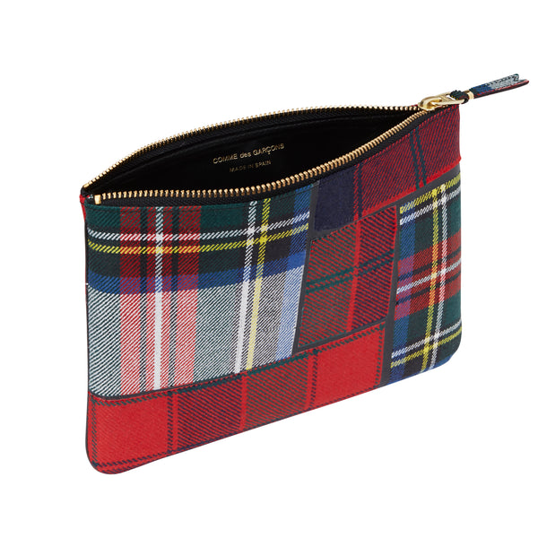 CDG Wallet - Tartan Patchwork Zip Pouch - (Red SA5100TP)
