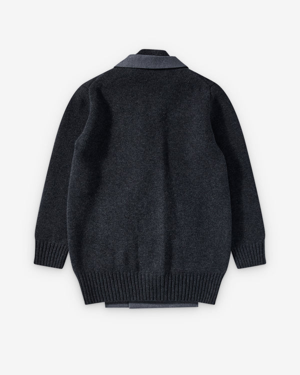 Sacai - Women's Wool Flannel X Wool Knit Cardigan - (Grey/Navy)