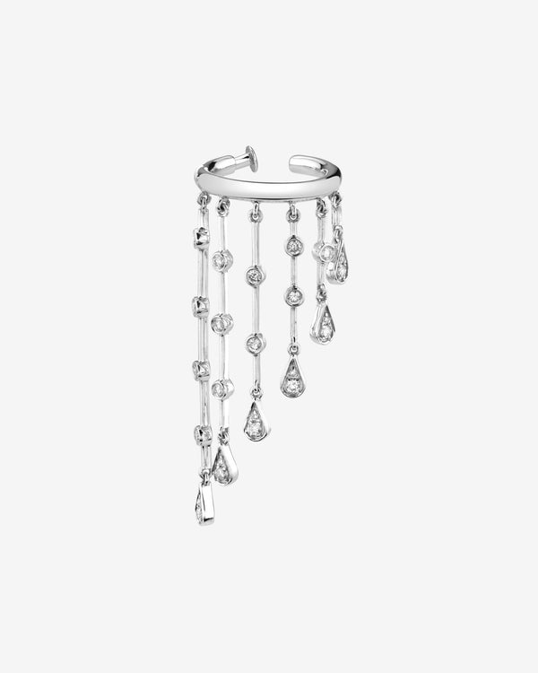Shay - Women's Diamond Gradual Teardrop Ear Cuff - (White Gold)