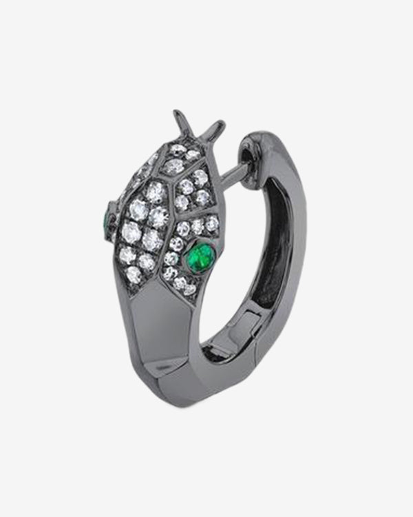 Shay - Women's Diamond And Green Garnet Snake Huggie - (Black Gold)
