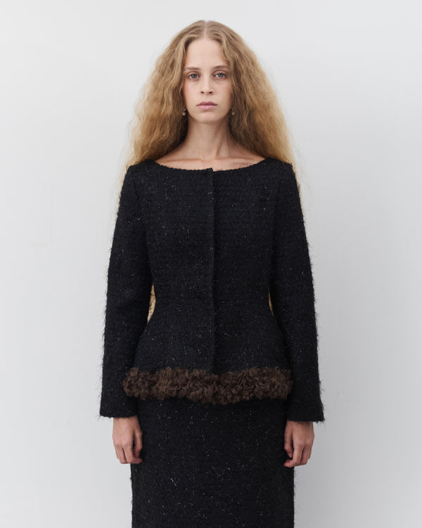 Simone Rocha - Women's Round Sculpt Faux Fur Bustle Jacket - (Black/Brown)