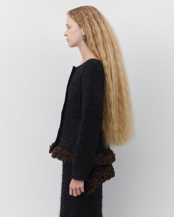 Simone Rocha - Women's Round Sculpt Faux Fur Bustle Jacket - (Black/Brown)