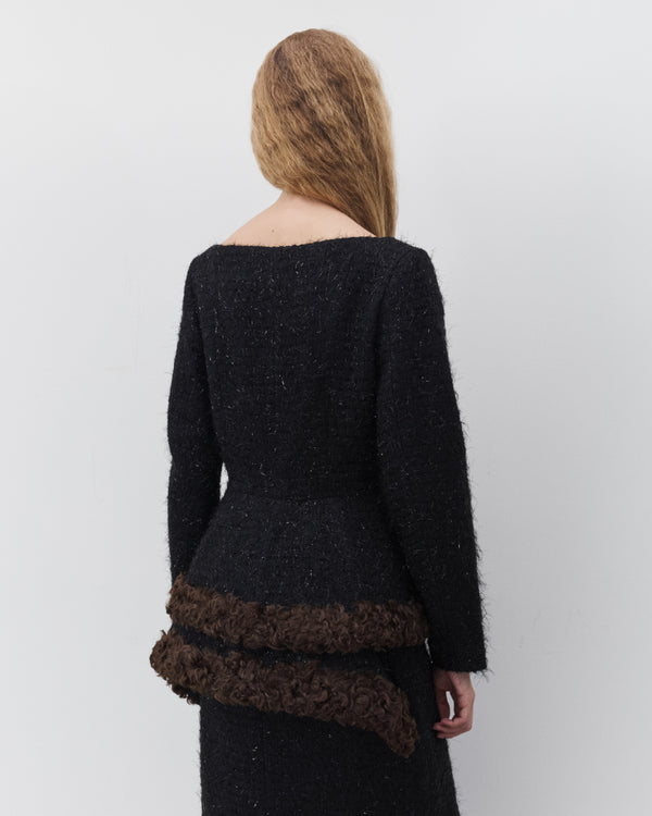 Simone Rocha - Women's Round Sculpt Faux Fur Bustle Jacket - (Black/Brown)