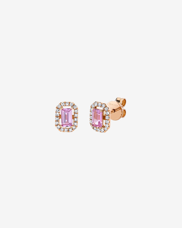 Shay - Women's Diamond And Pink Sapphire Studs - (Rose Gold)