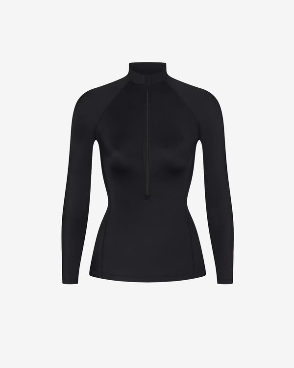 NikeSkims - Women's Matte Mock Neck Ls Half Zip Top - (Obsidian)