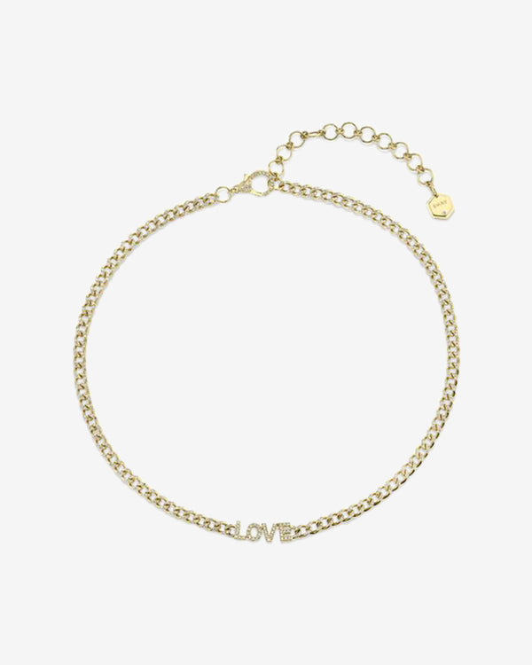 Shay - Women's Love Baby Pave Link Necklace - (Yellow Gold)