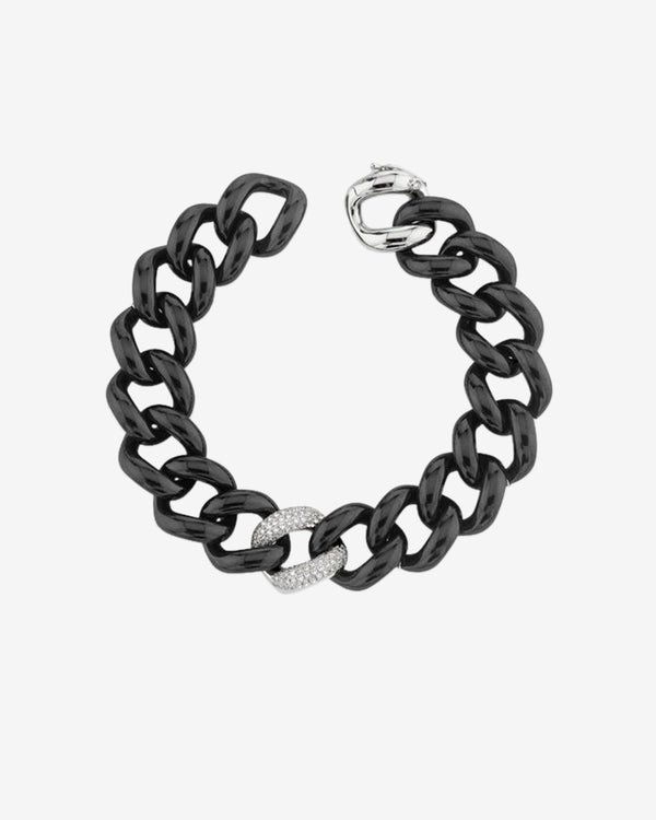 Shay - Women's Pave Ju Black Ceramic Link Bracelet - (Black)