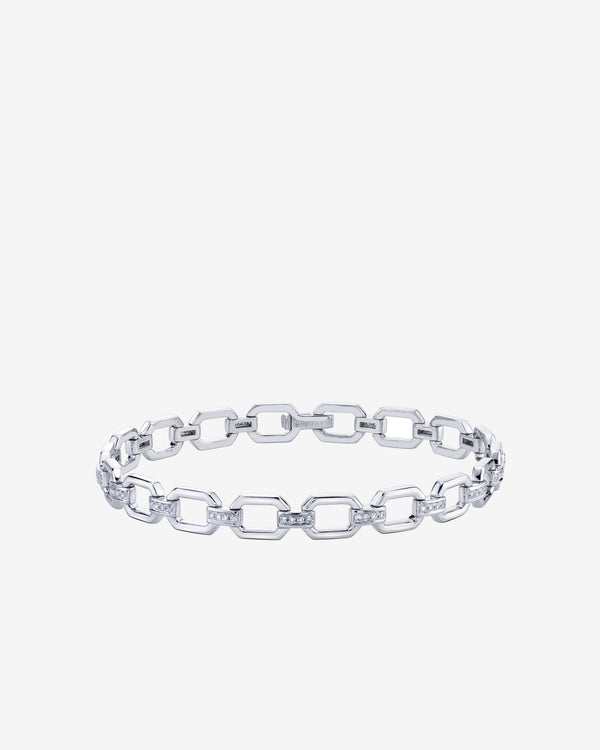 Shay - Women's Diamond Square Link Bracelet - (White Gold)