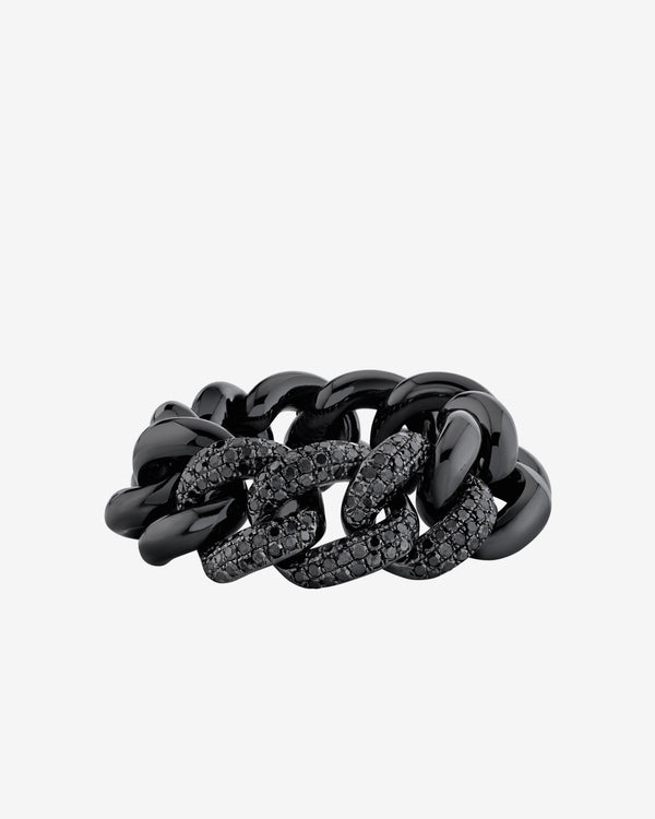 Shay - Women's Triple Pave Ceramic Link Ring - (Black Gold)