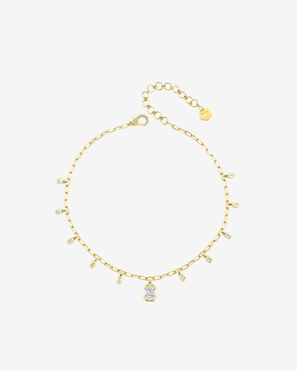 Shay - Women's Diamond Illusion Baguette Drop Choker - (Yellow Gold)
