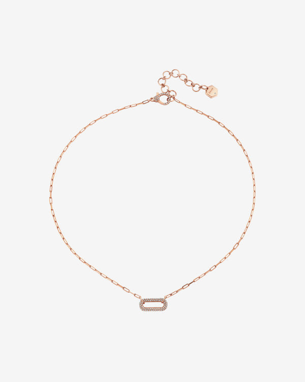 Shay - Women's Diamond Single Pave Cable Link Necklace - (Rose Gold)