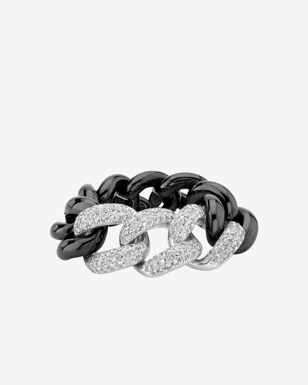 Shay - Women's Triple Pave Ceramic Link Ring - (White Gold)