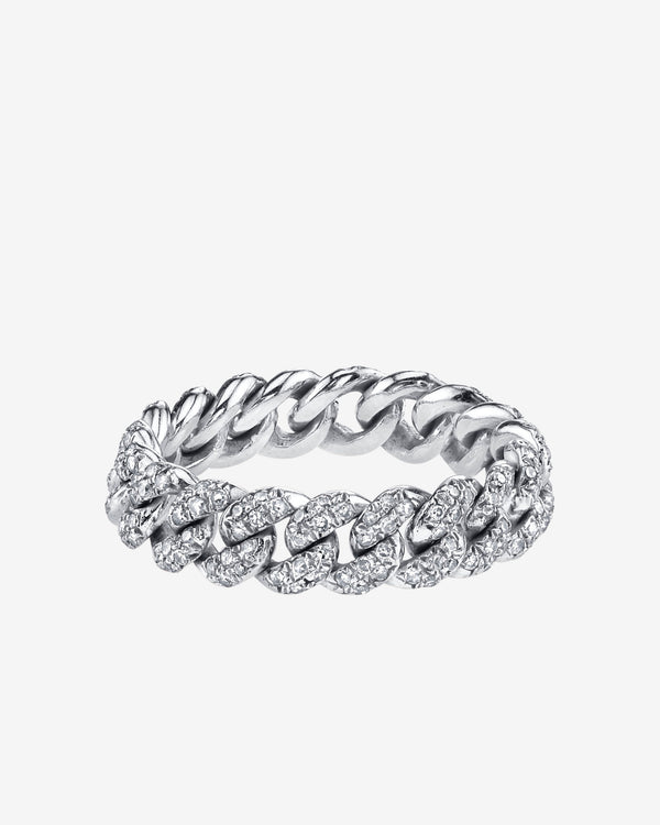 Shay - Women's Mini Pave Diamond Link Ring - (White Gold)