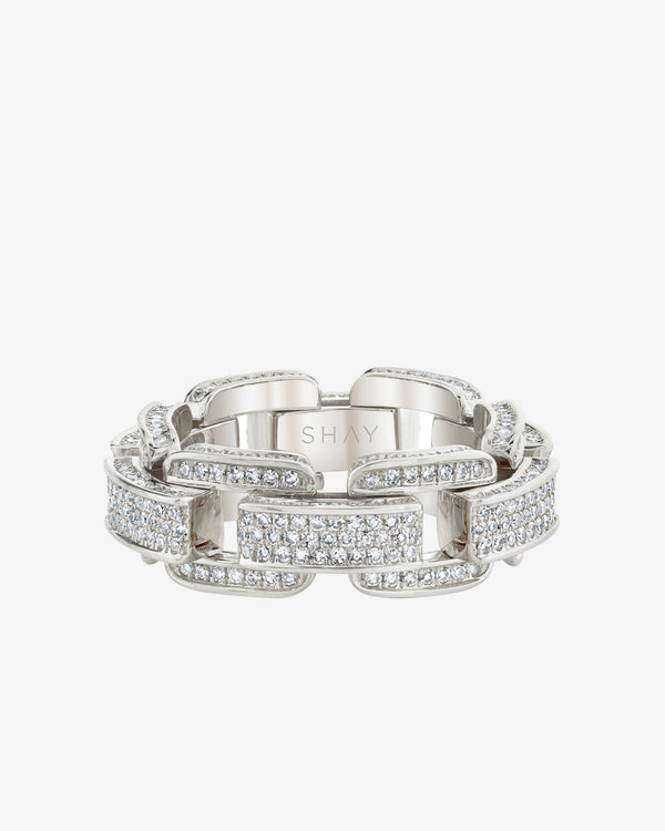 Shay - Women's Pave Diamond Deco Link Ring - (White Gold)