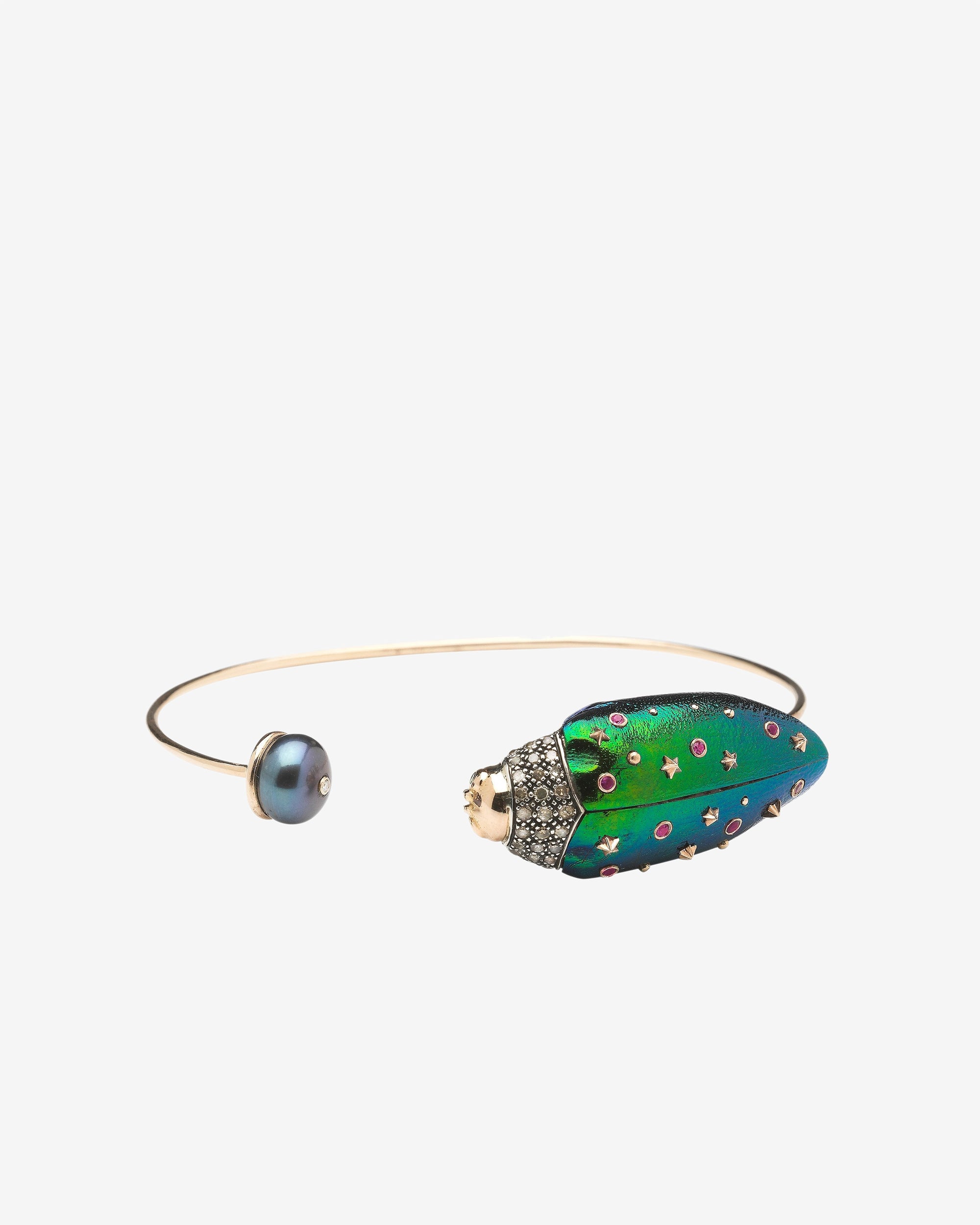 Bibi Van Der Velden - Women's Scarab And Pearl Bangle - (Rose Gold) view 1, Click to Zoom in