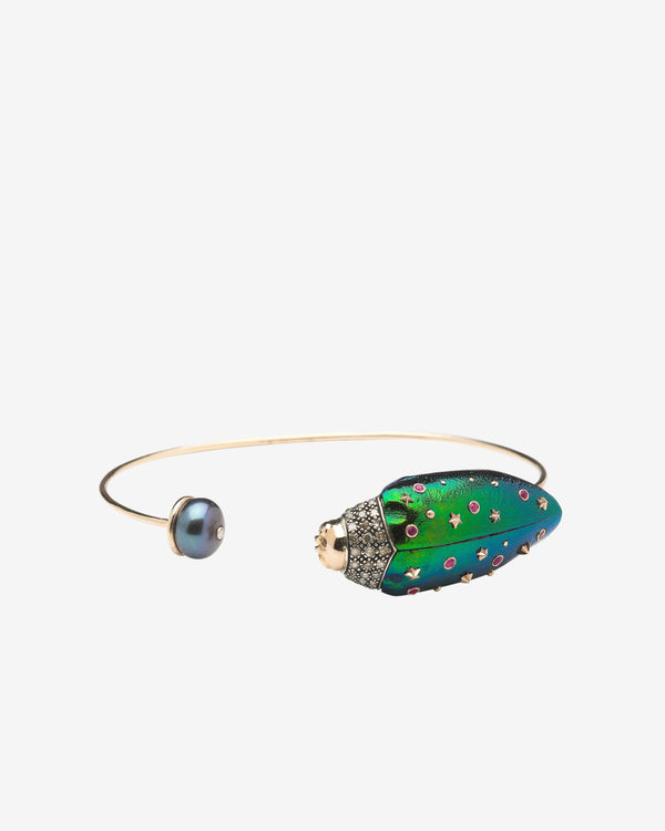 Bibi Van Der Velden - Women's Scarab And Pearl Bangle - (Rose Gold)