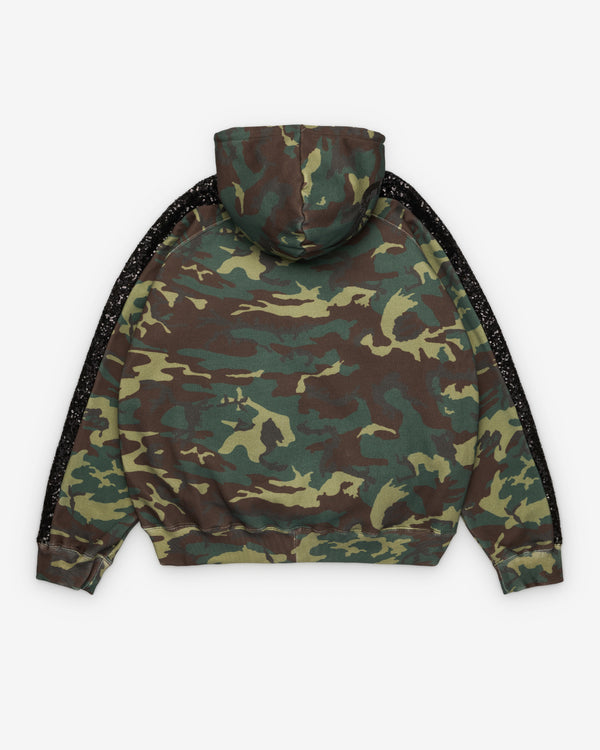 Denim Tears - Men's Sequins Sleeve Panel Zip Hoodie - (Camo)