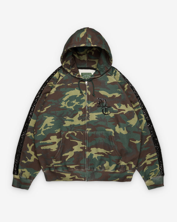 Denim Tears - Men's Sequins Sleeve Panel Zip Hoodie - (Camo)
