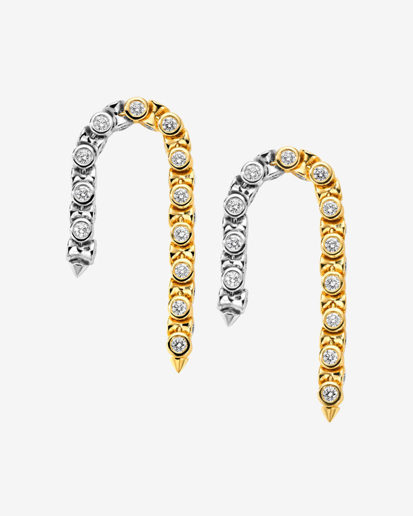Ox - Ourglass Seven:30 Dangle Earrings - (Yellow Gold/White Gold)