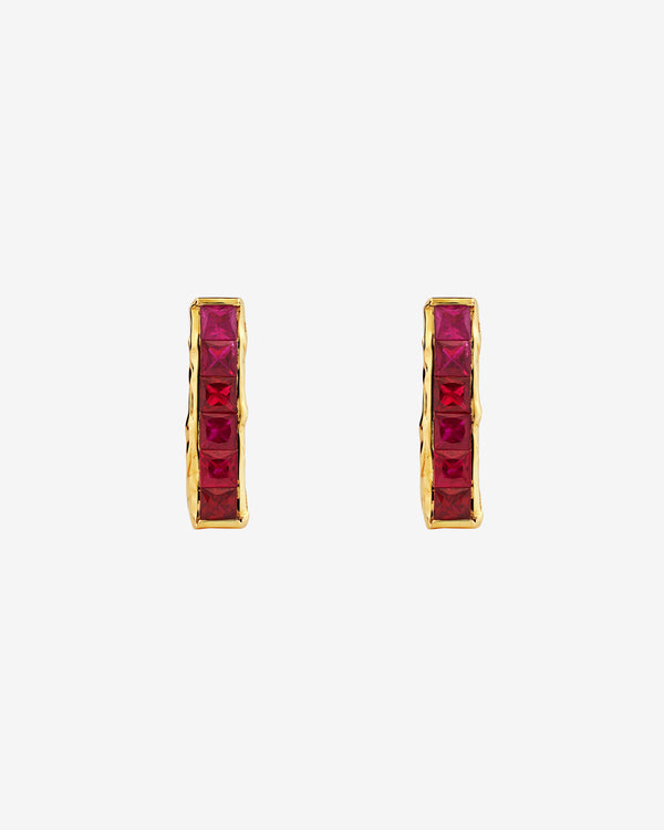 Patcharavipa - Women's Ruby Track Earrings - (Yellow Gold)