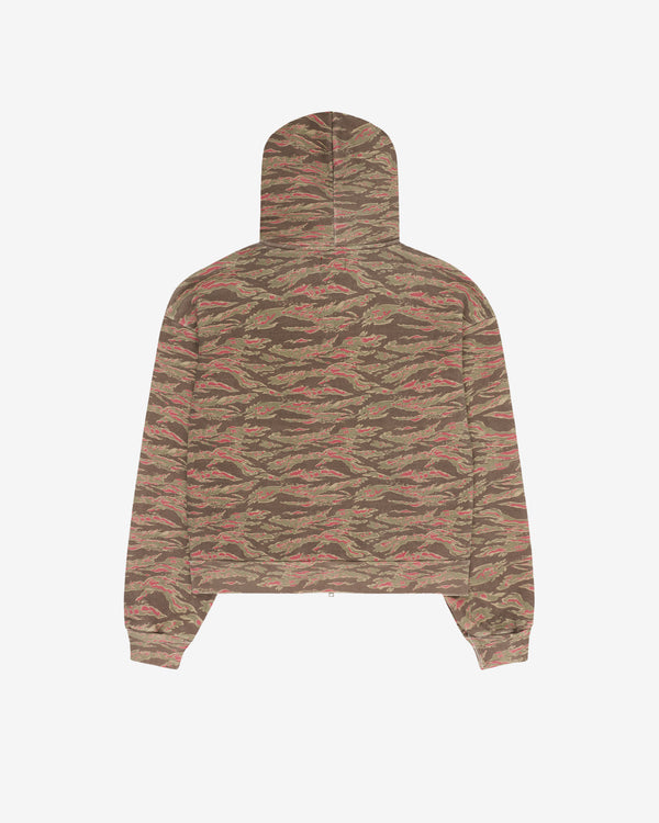 Fugazi - Men's Washed Tiger Camo Zip Hoodie - (Olive)
