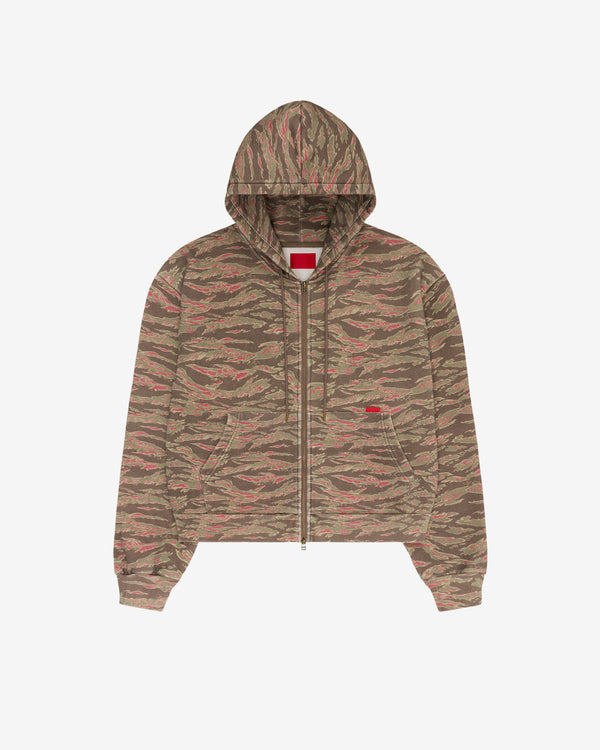 Fugazi - Men's Washed Tiger Camo Zip Hoodie - (Olive)
