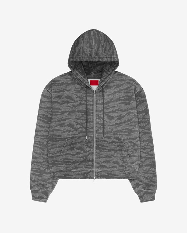 Fugazi - Men's Washed Tiger Camo Zip Hoodie - (Grey)