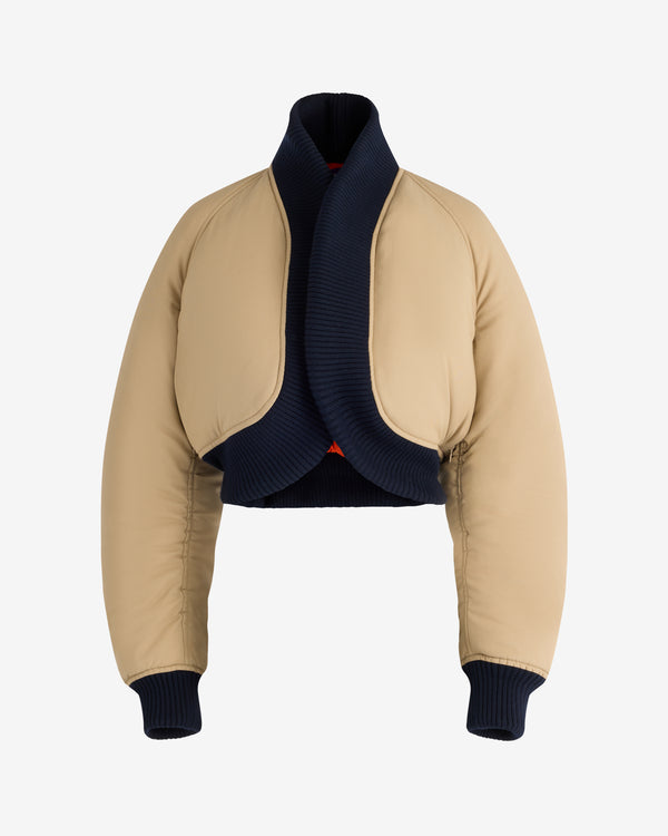 Jean Paul Gaultier - Women's Round Ribbed Bomber Jacket - (Light Beige)
