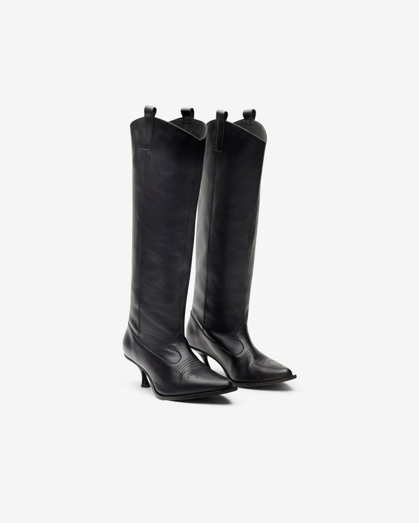 Vaquera - Women's Kitten Cowgirl Boot - (Black)
