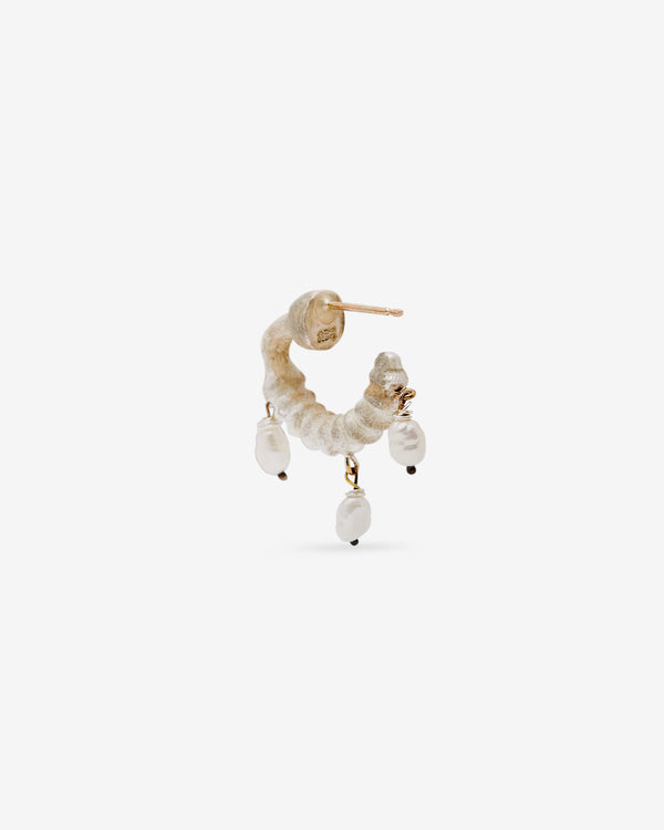 Weinan Pan - Bone Earring No3 with 3 Small Pearls - (Silver/Gold)
