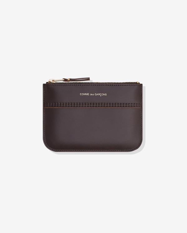 CDG Wallet - Triple Stitch Zip Pouch - (Brown SA8100TS)